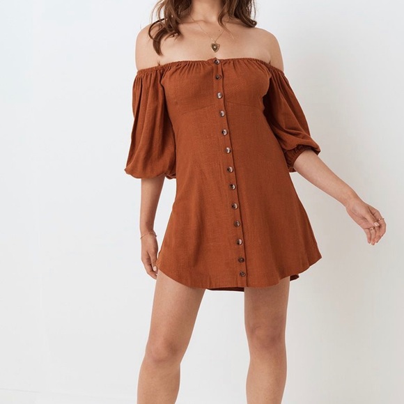 NWT Spell & the Gypsy Rani Mini Dress Rust Linen S - Picture 4 of 14